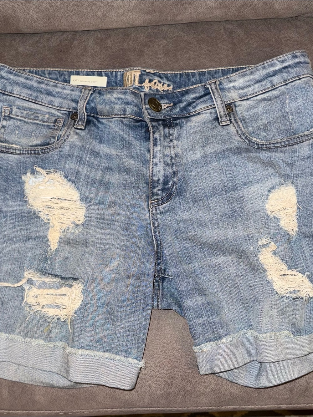Kut from the Kloth Light Wash Distressed Denim Shorts
